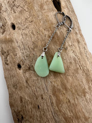 Rare Mint Milk Glass Sea Glass Jewelry Set: Vintage Necklace & Earrings