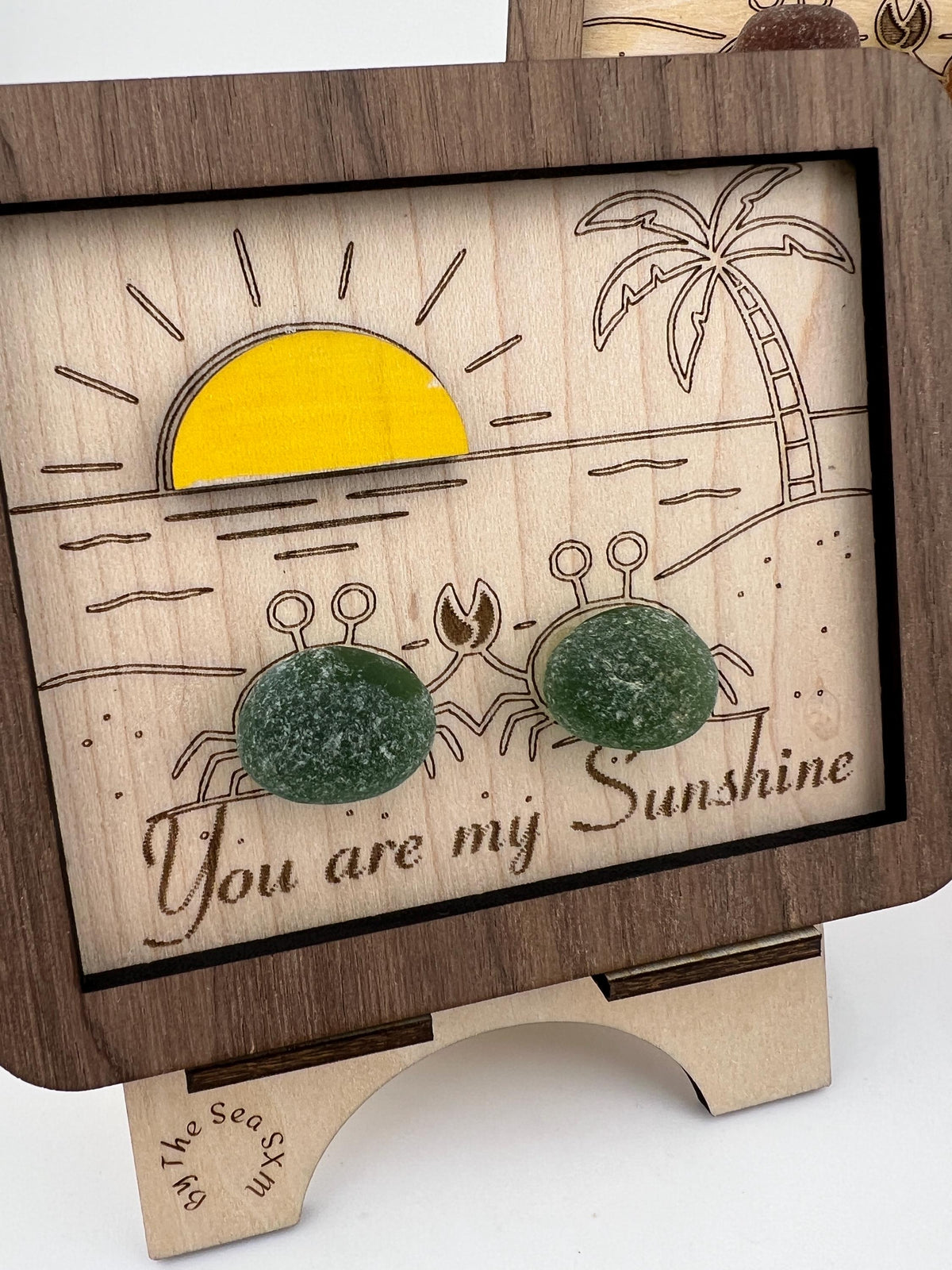 Authentic Caribbean Sea Glass Crab Art | Crabsolutely Clawsome Coastal Decor | Handmade Beach House Gift with Display Easel