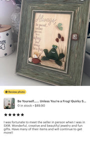 Sea Glass Frog Art – Whimsical Handmade Framed Wall Decor
