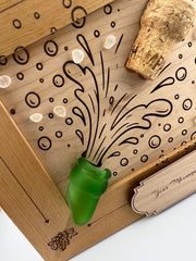 Personalized Champagne Cork Frame, Caribbean Sea Glass, Wedding Gift