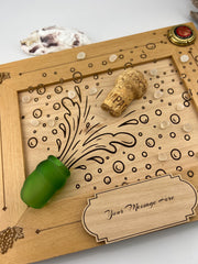 Personalized Champagne Cork Frame, Caribbean Sea Glass, Wedding Gift