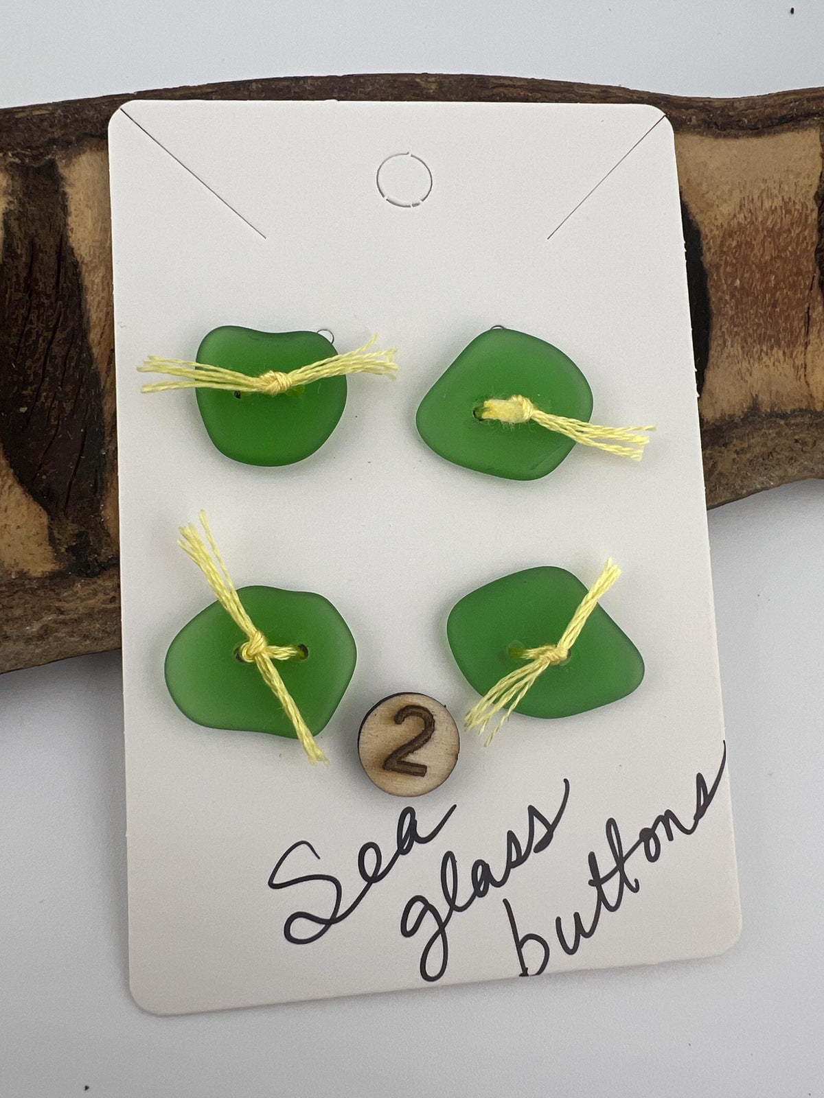 Caribbean Sea Glass Buttons, Hand Drilled Embellishments, Set of 4