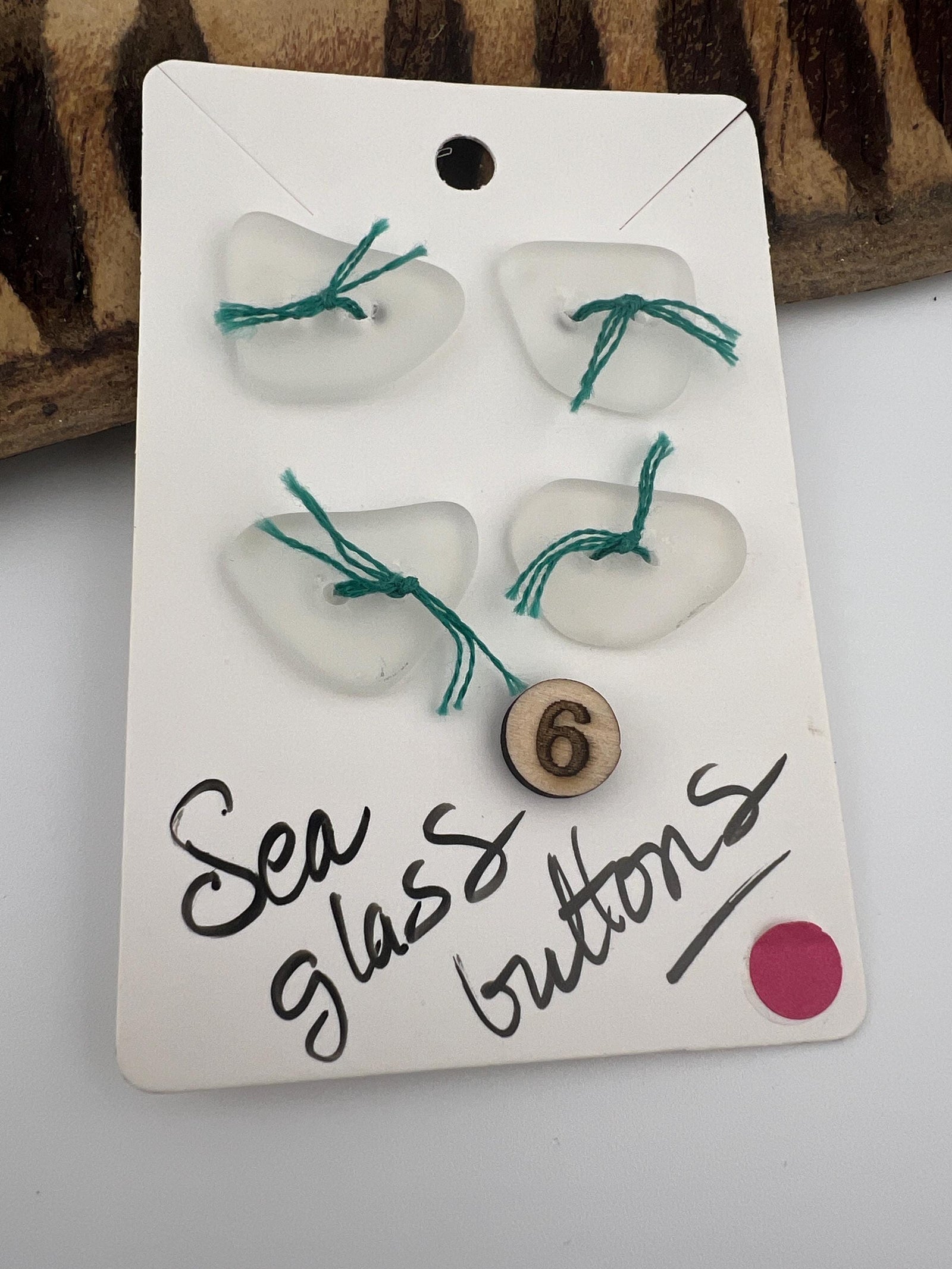 Caribbean Sea Glass Buttons, Hand Drilled Embellishments, Set of 4