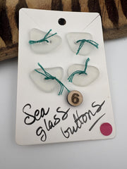 Caribbean Sea Glass Buttons, Hand Drilled Embellishments, Set of 4