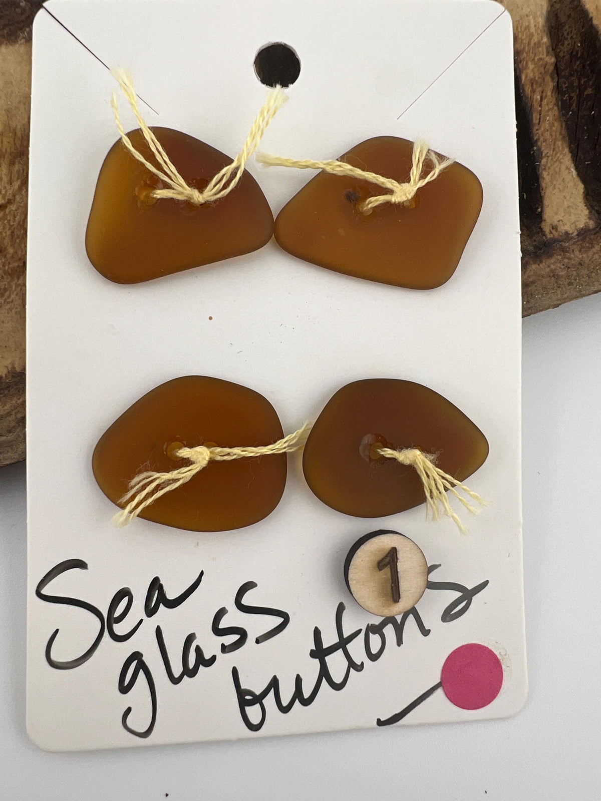 Caribbean Sea Glass Buttons, Hand Drilled Embellishments, Set of 4