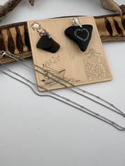 Rare Black Sea Glass Pirate Pendant & Earrings: Caribbean Treasure Gift Set