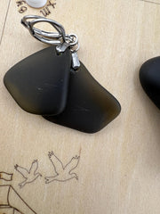 Rare Black Sea Glass Pirate Pendant & Earrings: Caribbean Treasure Gift Set