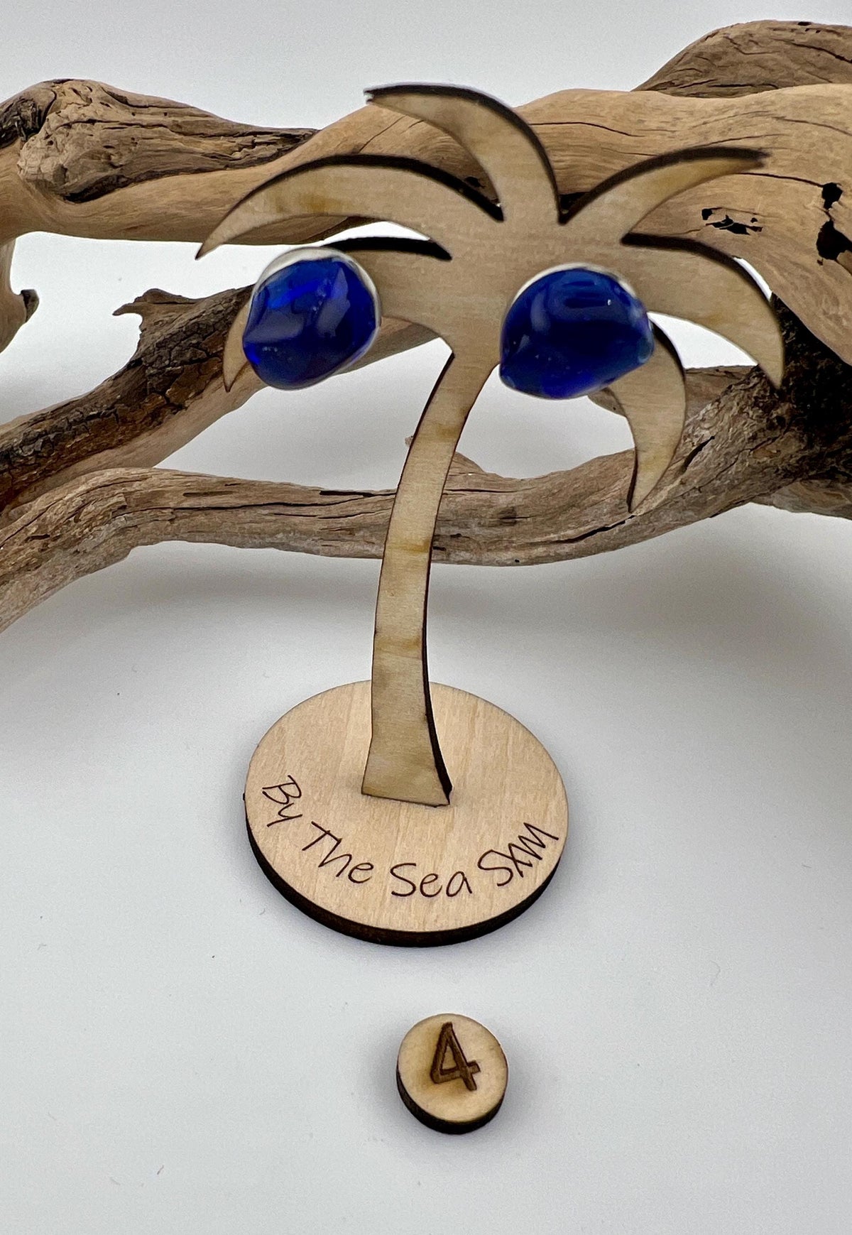 Cobalt Blue Sea Glass Earrings: Caribbean Treasures, Hypoallergenic Steel