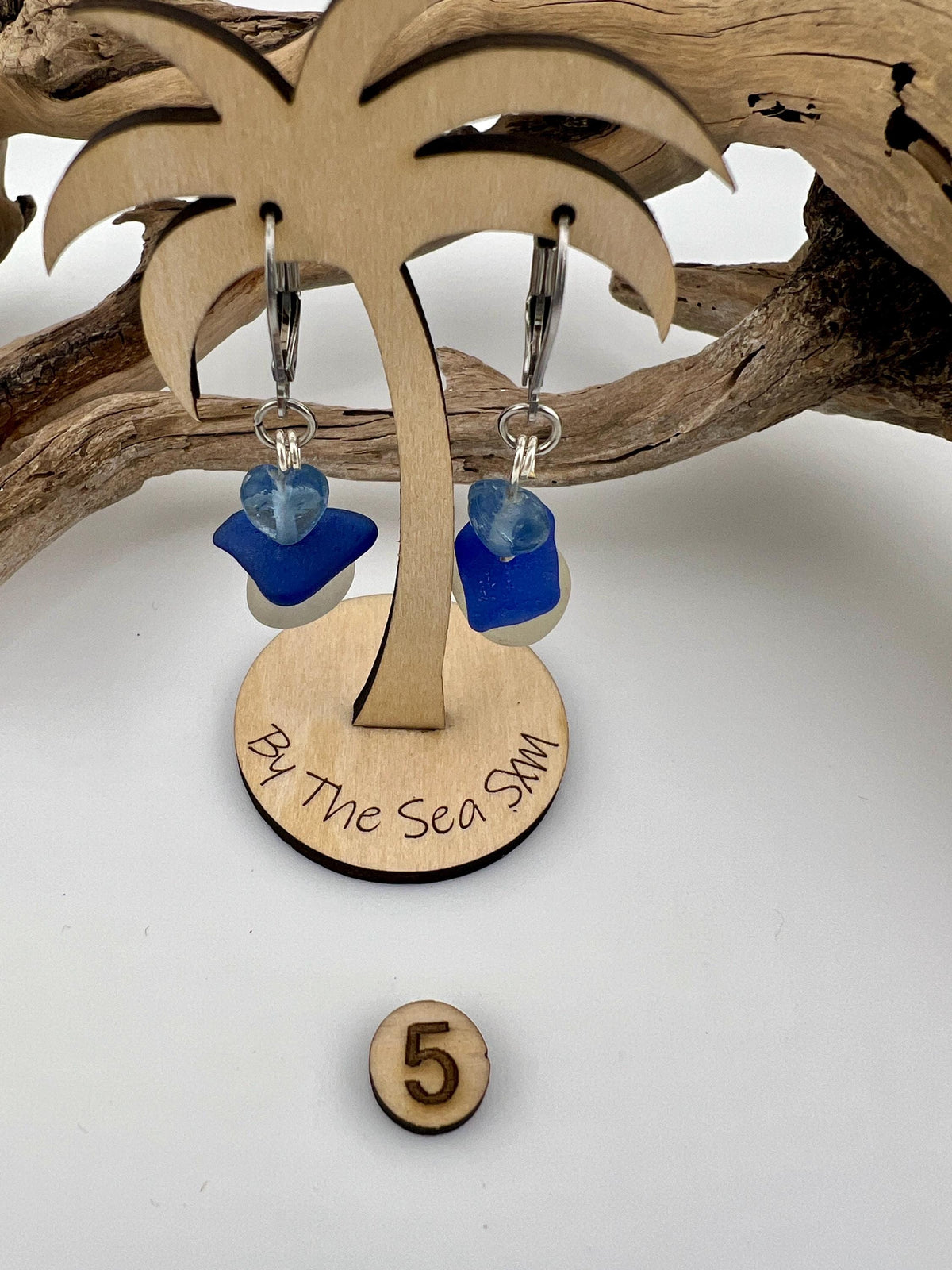 Cobalt Blue Sea Glass Earrings: Caribbean Treasures, Hypoallergenic Steel