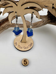 Cobalt Blue Sea Glass Earrings: Caribbean Treasures, Hypoallergenic Steel