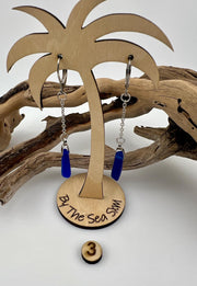 Cobalt Blue Sea Glass Earrings: Caribbean Treasures, Hypoallergenic Steel