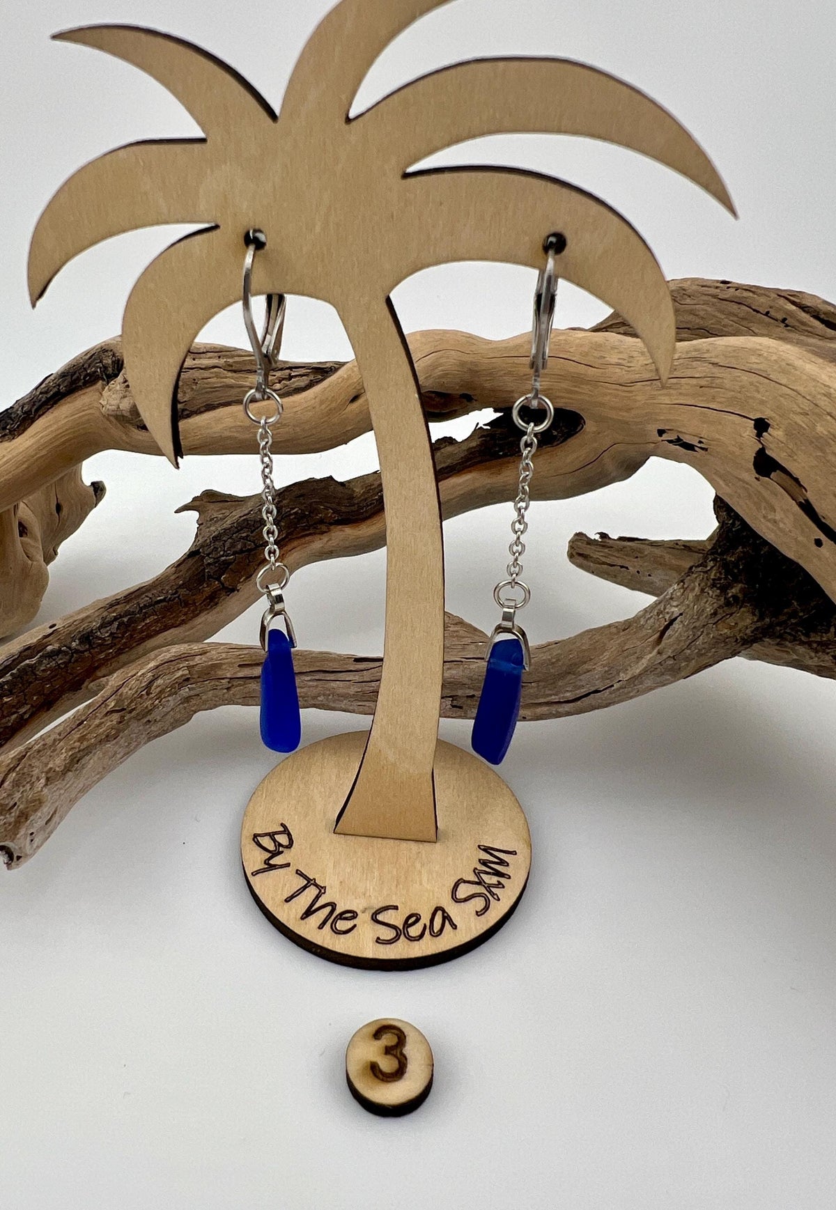 Cobalt Blue Sea Glass Earrings: Caribbean Treasures, Hypoallergenic Steel