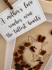 Sea Glass Giraffe Art: Mom & Baby Keepsake - Framed Animal Nursery Decor Gift