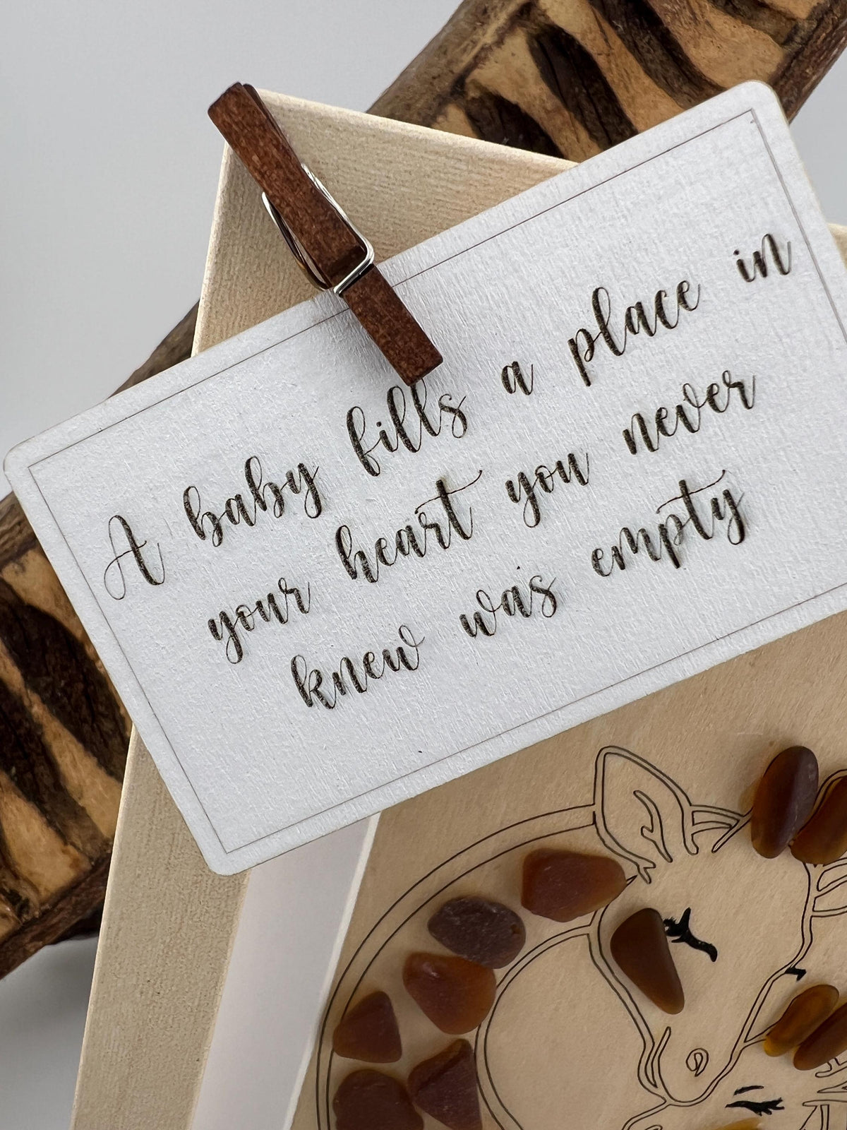 Sea Glass Giraffe Art: Mom & Baby Keepsake - Framed Animal Nursery Decor Gift