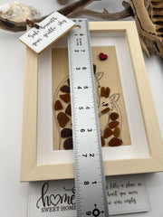Sea Glass Giraffe Art: Mom & Baby Keepsake - Framed Animal Nursery Decor Gift