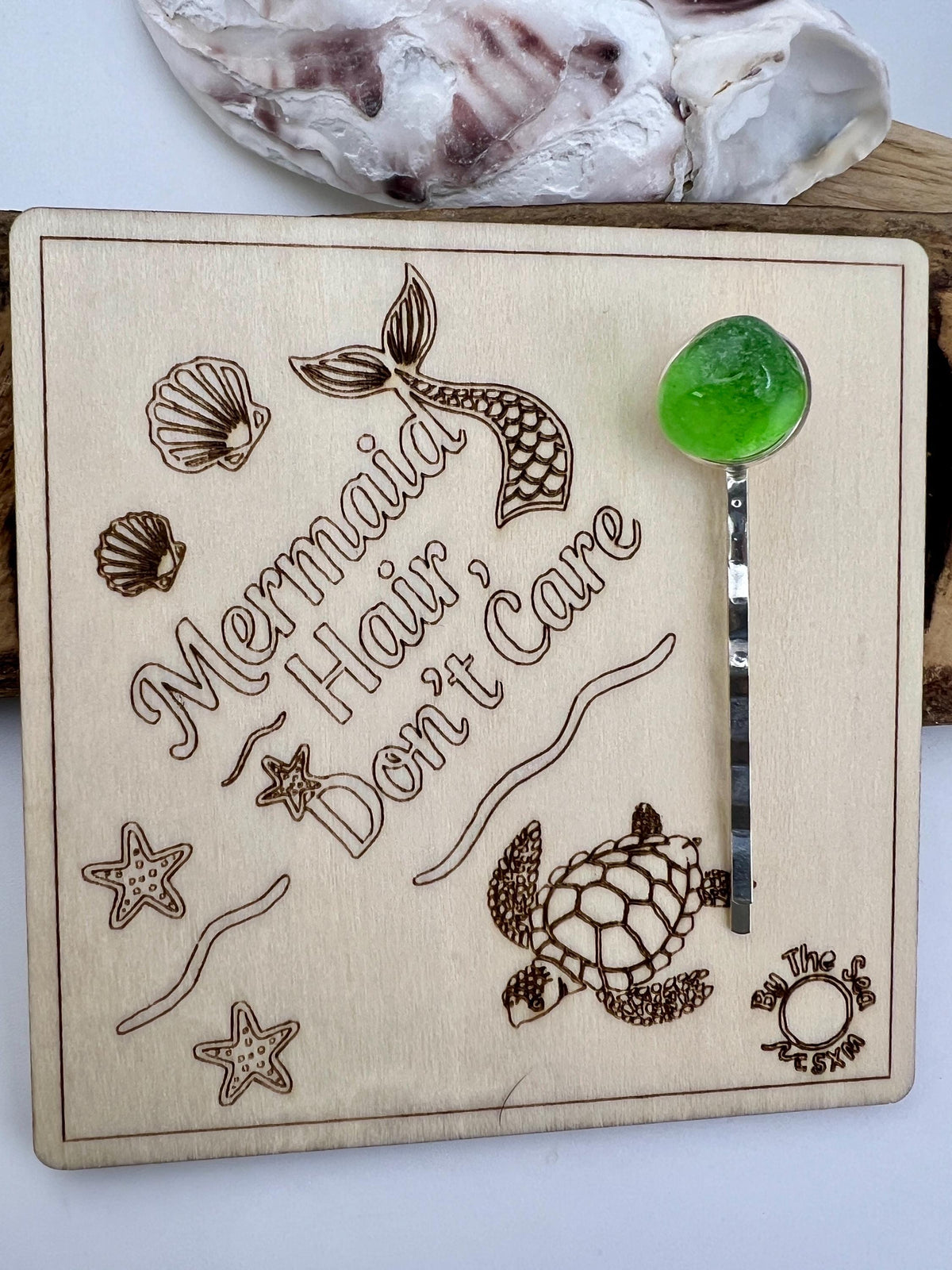 Sea Glass Mermaid Hairpin: Beach Wedding Barrette - Caribbean friend, BFF Gift