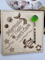 Sea Glass Mermaid Hairpin: Beach Wedding Barrette - Caribbean friend, BFF Gift