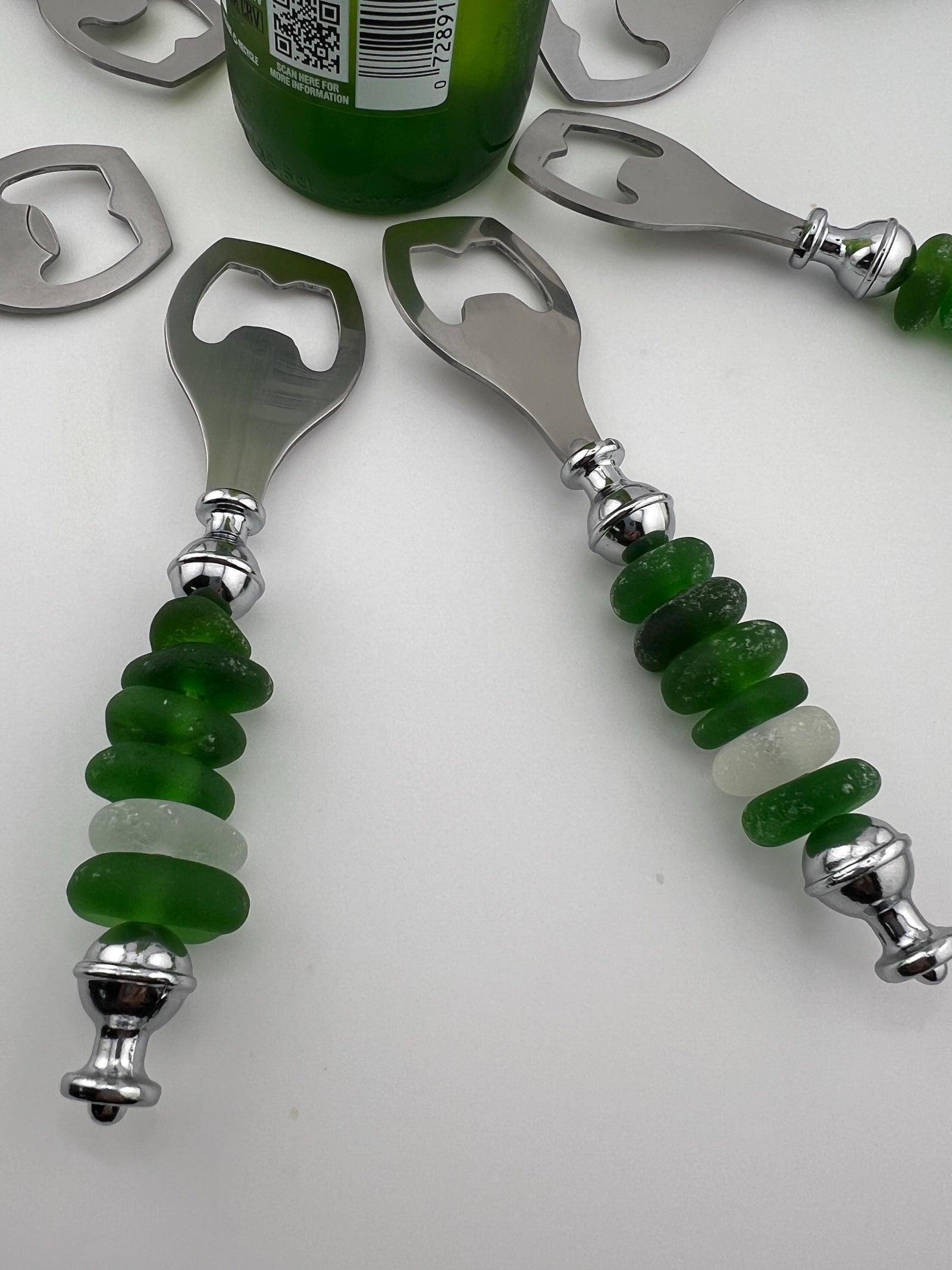 Personalized Sea Glass Bottle Opener: Handcrafted Caribbean Barware Unique Friend Christmas Gift