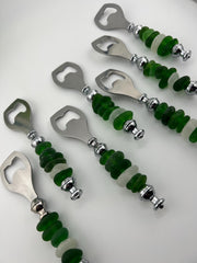 Personalized Sea Glass Bottle Opener: Handcrafted Caribbean Barware Unique Friend Christmas Gift