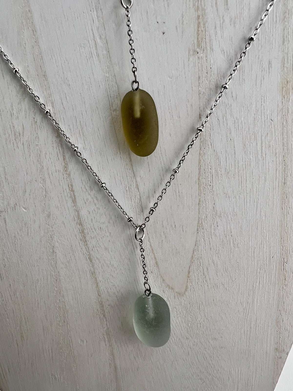 Caribbean Smoke Sea Glass Necklace: Rare Beach Glass Pendant