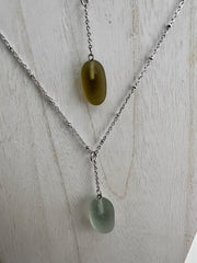Caribbean Smoke Sea Glass Necklace: Rare Beach Glass Pendant