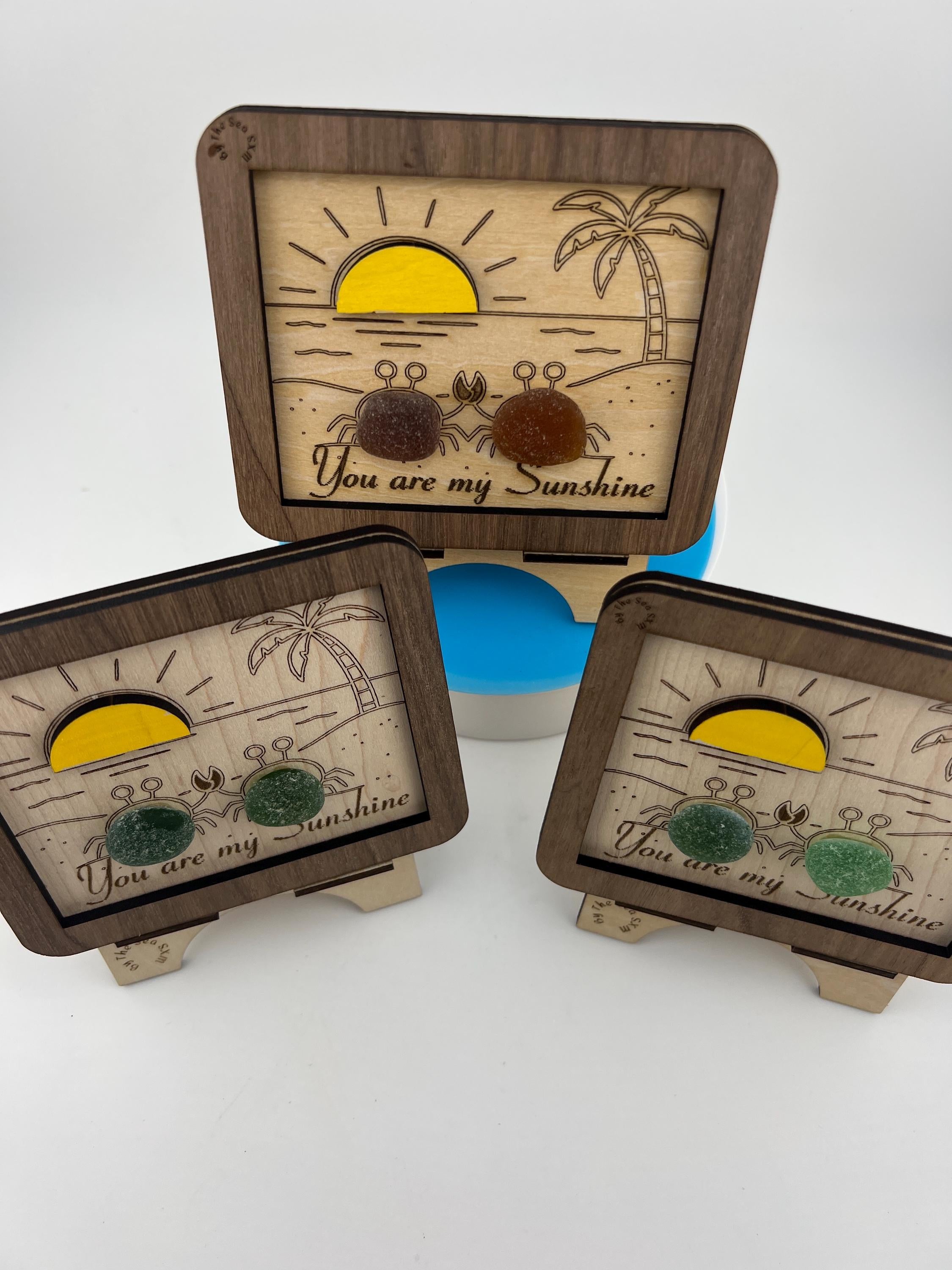 Authentic Caribbean Sea Glass Crab Art | Crabsolutely Clawsome Coastal Decor | Handmade Beach House Gift with Display Easel