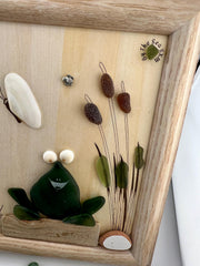 Sea Glass Frog Art – Whimsical Handmade Framed Wall Decor