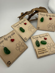 Pet Memorial, Pet Loss Keepsake Ornament: Engraved Sea Glass Paw Print Keepsake - Wearable Charm