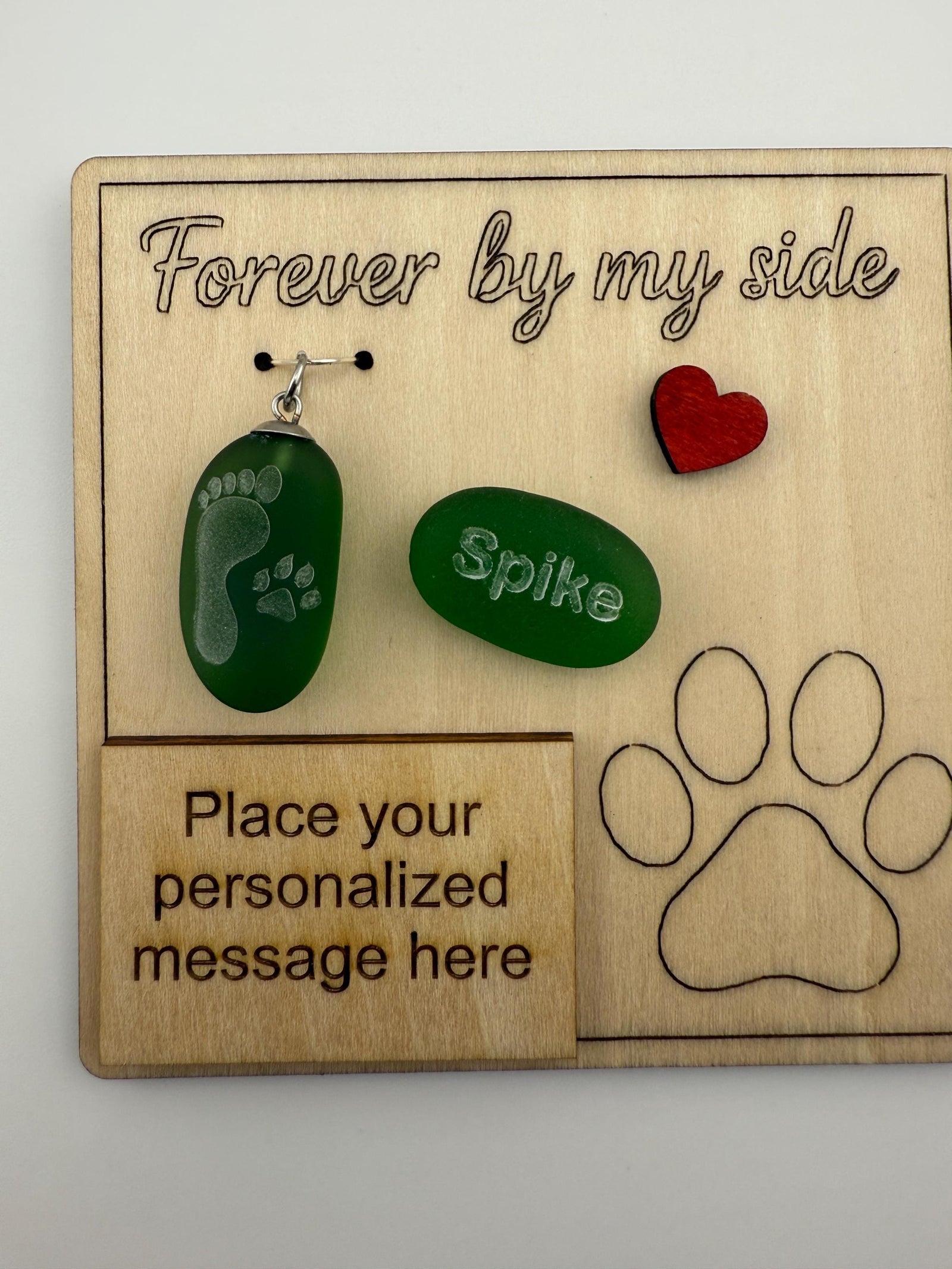 Pet Memorial, Pet Loss Keepsake Ornament: Engraved Sea Glass Paw Print Keepsake - Wearable Charm
