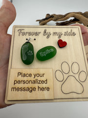 Pet Memorial, Pet Loss Keepsake Ornament: Engraved Sea Glass Paw Print Keepsake - Wearable Charm
