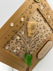 Personalized Champagne Cork Frame, Caribbean Sea Glass, Wedding Gift