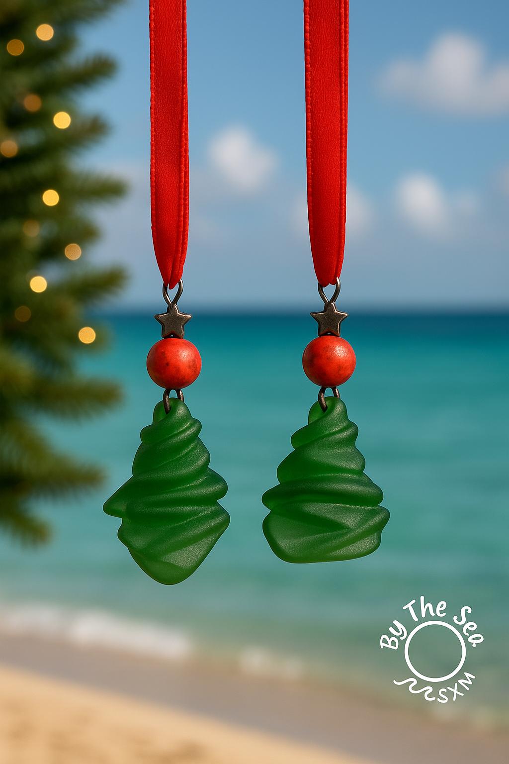 Handmade Sea Glass Christmas Tree Ornament – Caribbean Holiday Decor
