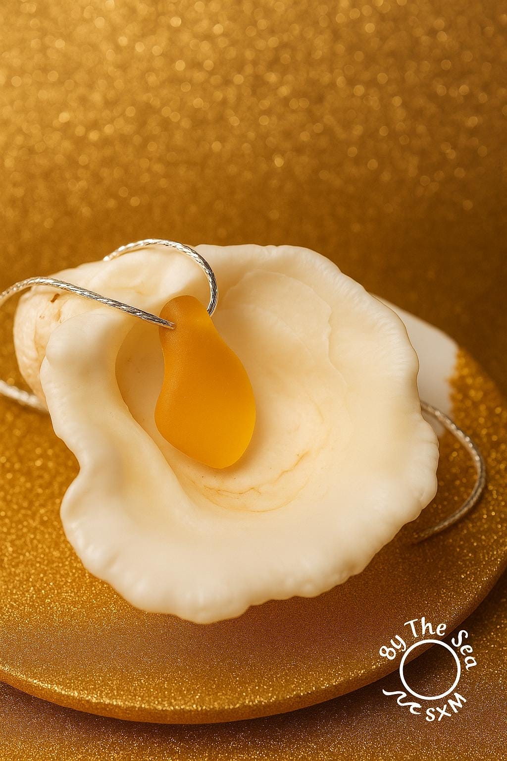 Rare Butter Yellow Sea Glass Choker, Stainless Steel Chain