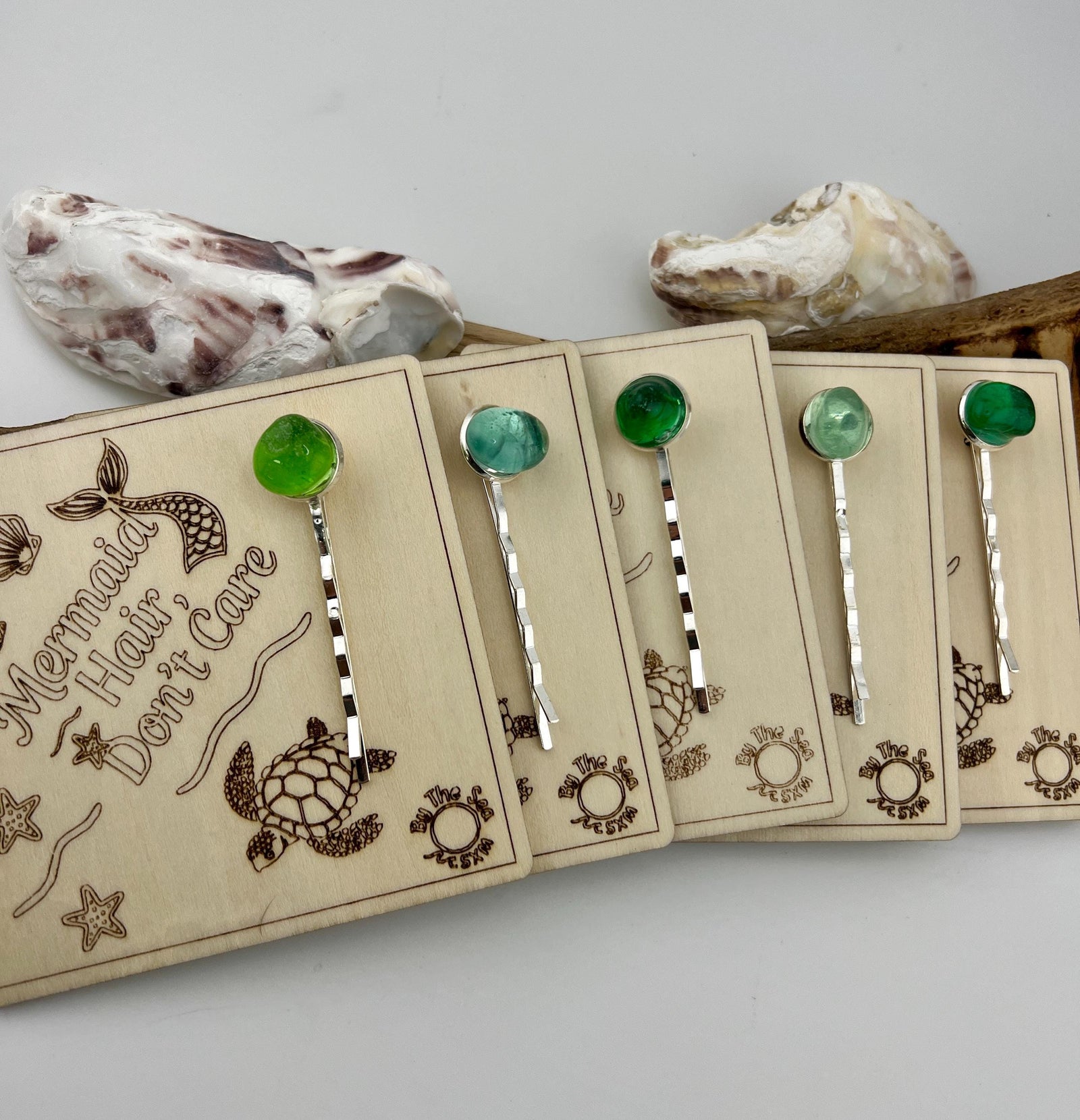 Sea Glass Mermaid Hairpin: Beach Wedding Barrette - Caribbean friend, BFF Gift