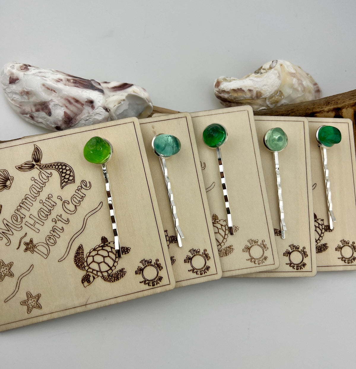 Sea Glass Mermaid Hairpin: Beach Wedding Barrette - Caribbean friend, BFF Gift