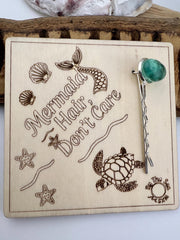 Sea Glass Mermaid Hairpin: Beach Wedding Barrette - Caribbean friend, BFF Gift
