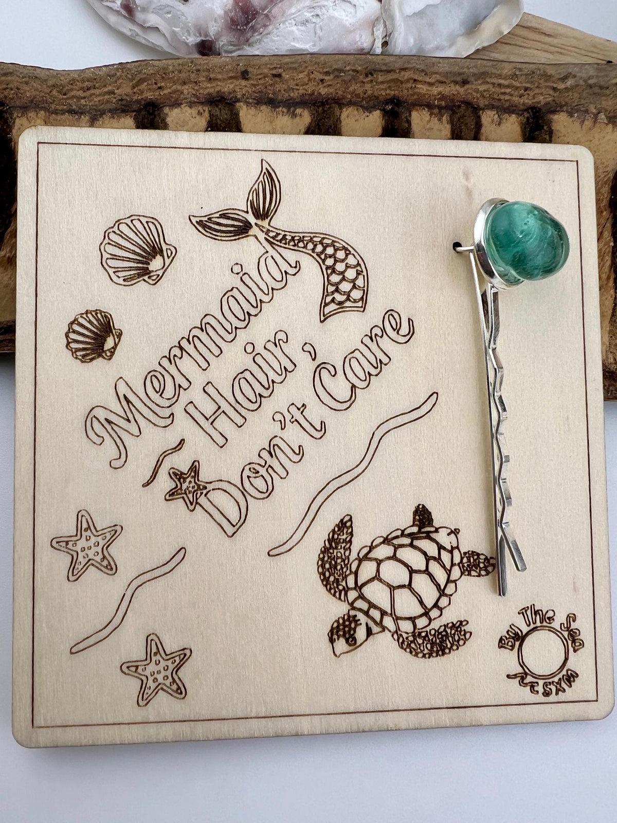 Sea Glass Mermaid Hairpin: Beach Wedding Barrette - Caribbean friend, BFF Gift