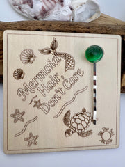 Sea Glass Mermaid Hairpin: Beach Wedding Barrette - Caribbean friend, BFF Gift