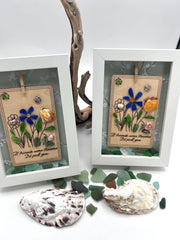 Genuine Sea Glass Friendship Flowers – Handmade Coastal Shadow Box Gift