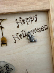 Halloween Haunted House Decor, Sea Glass Ghost Art, Spooky Tabletop Decor, Coastal Halloween, Handmade Sea Glass Pumpkin Art