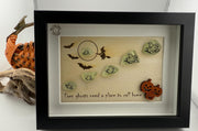 Halloween Sea Glass Ghost Decor, Glow in the Dark Ghost Shadow Box, Spooky Coastal Halloween Decor, Sea Glass Art