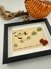 Halloween Sea Glass Ghost Decor, Glow in the Dark Ghost Shadow Box, Spooky Coastal Halloween Decor, Sea Glass Art