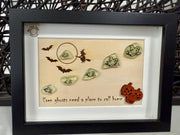 Halloween Sea Glass Ghost Decor, Glow in the Dark Ghost Shadow Box, Spooky Coastal Halloween Decor, Sea Glass Art
