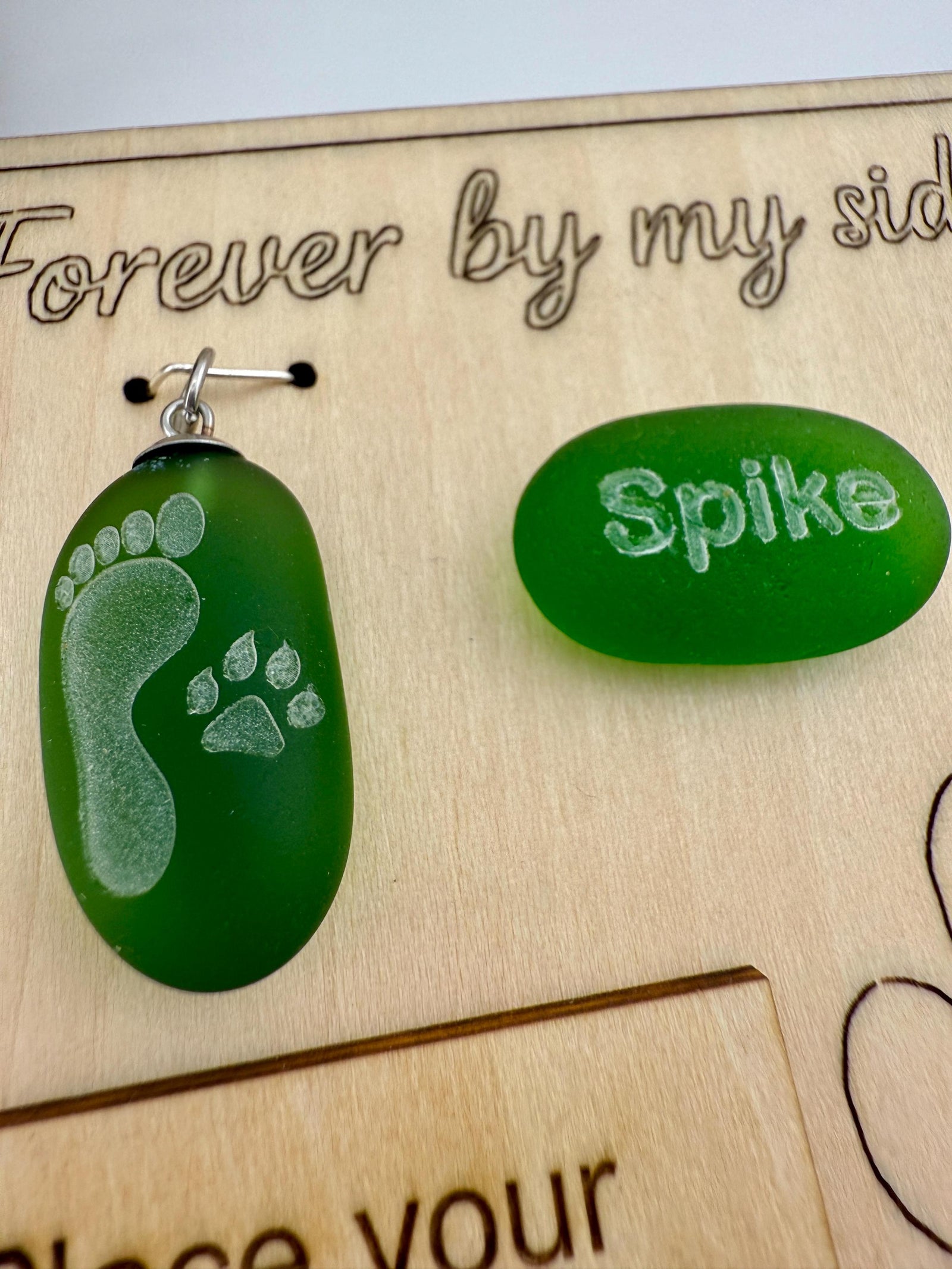 Pet Memorial, Pet Loss Keepsake Ornament: Engraved Sea Glass Paw Print Keepsake - Wearable Charm