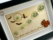 Halloween Sea Glass Ghost Decor, Glow in the Dark Ghost Shadow Box, Spooky Coastal Halloween Decor, Sea Glass Art