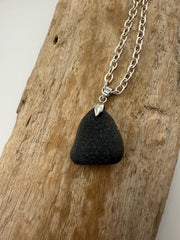 Rare Trio Pirate Sea Glass Necklaces – Authentic Caribbean Sea Glass Pendants, Unisex Stainless Steel Jewelry