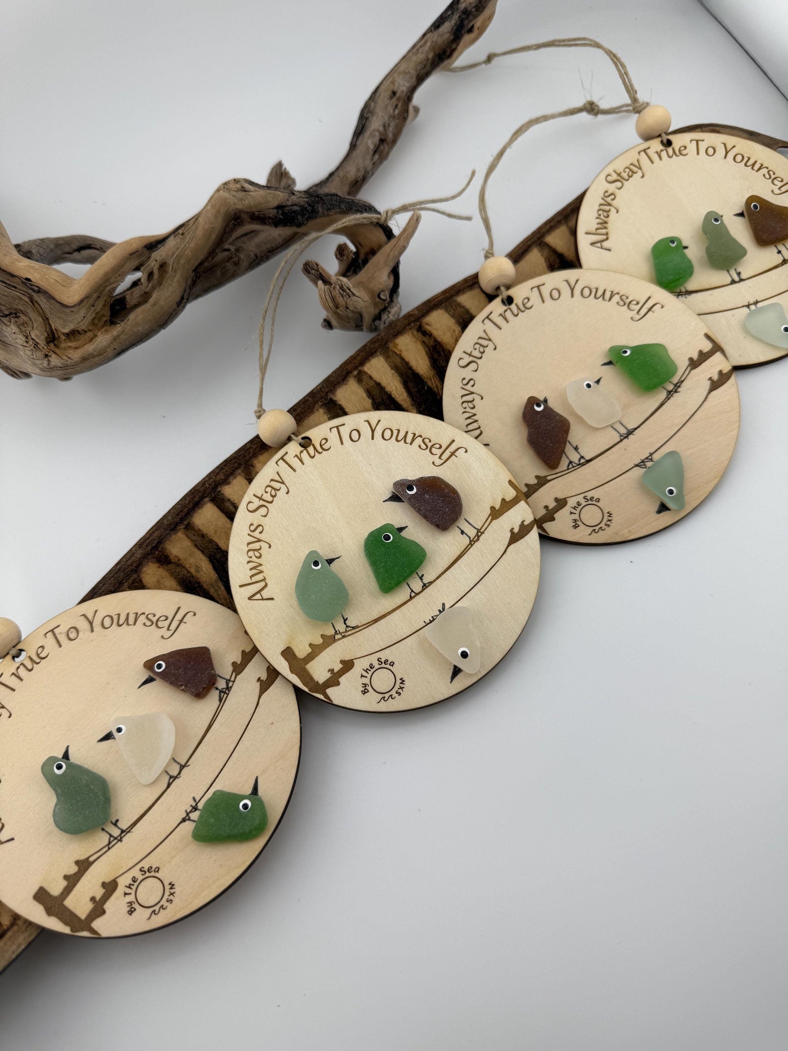 Sea Glass Bird Ornament – Coastal Art, Recycled Glass, Inspirational Gift