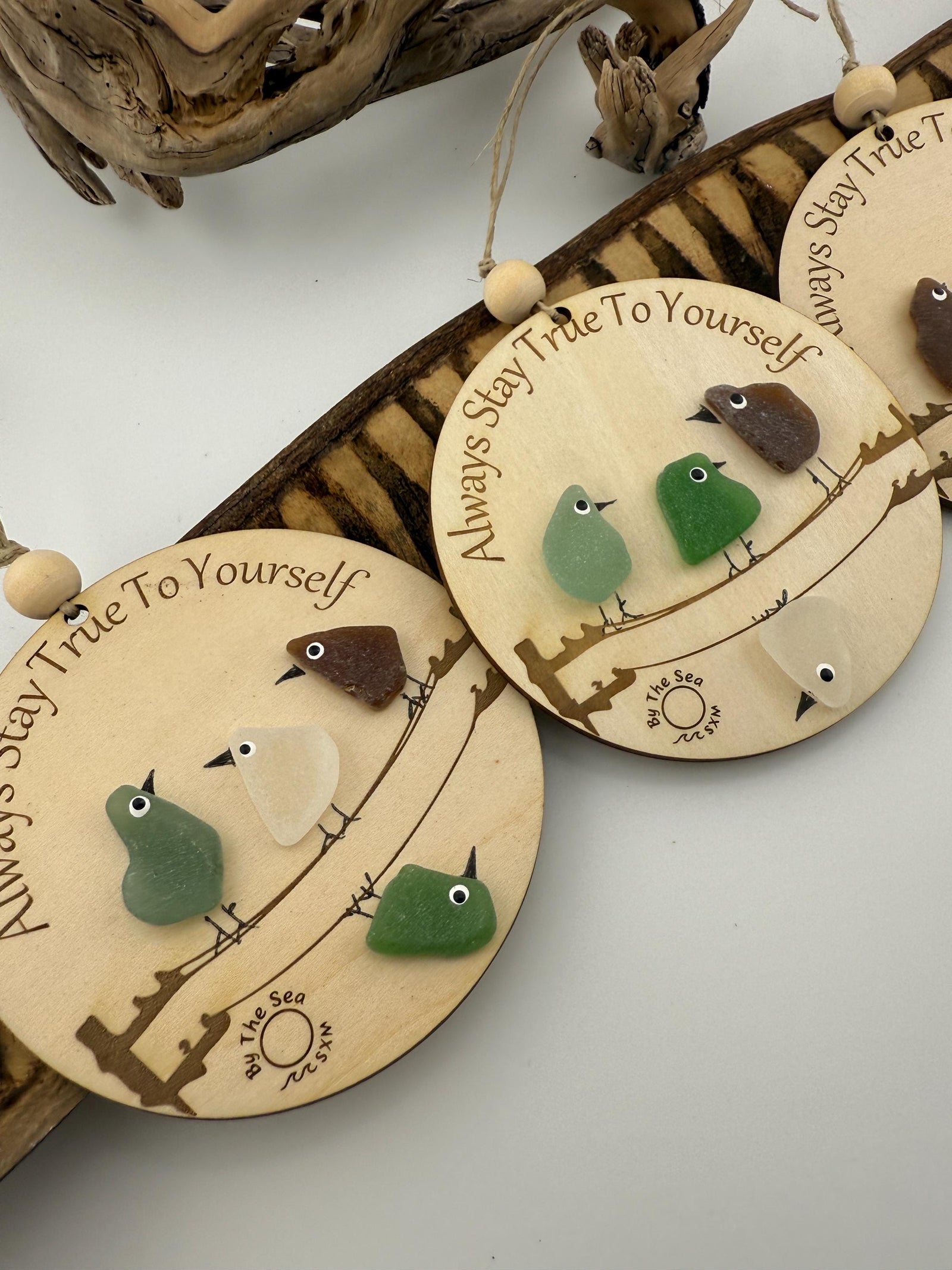 Sea Glass Bird Ornament – Coastal Art, Recycled Glass, Inspirational Gift
