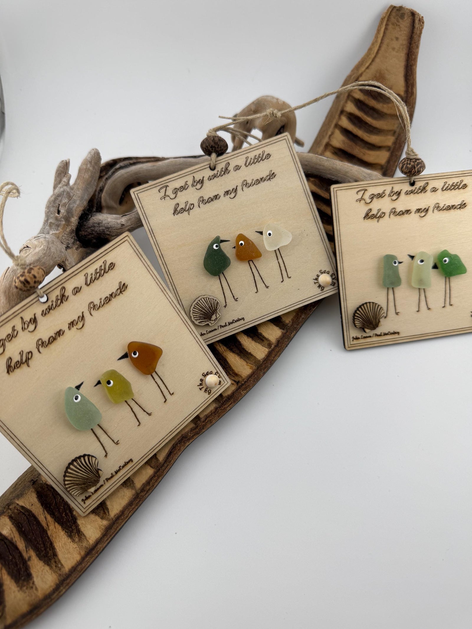 Personalized Sea Glass Bird Ornament – Engraved Friendship (Christmas) Gift