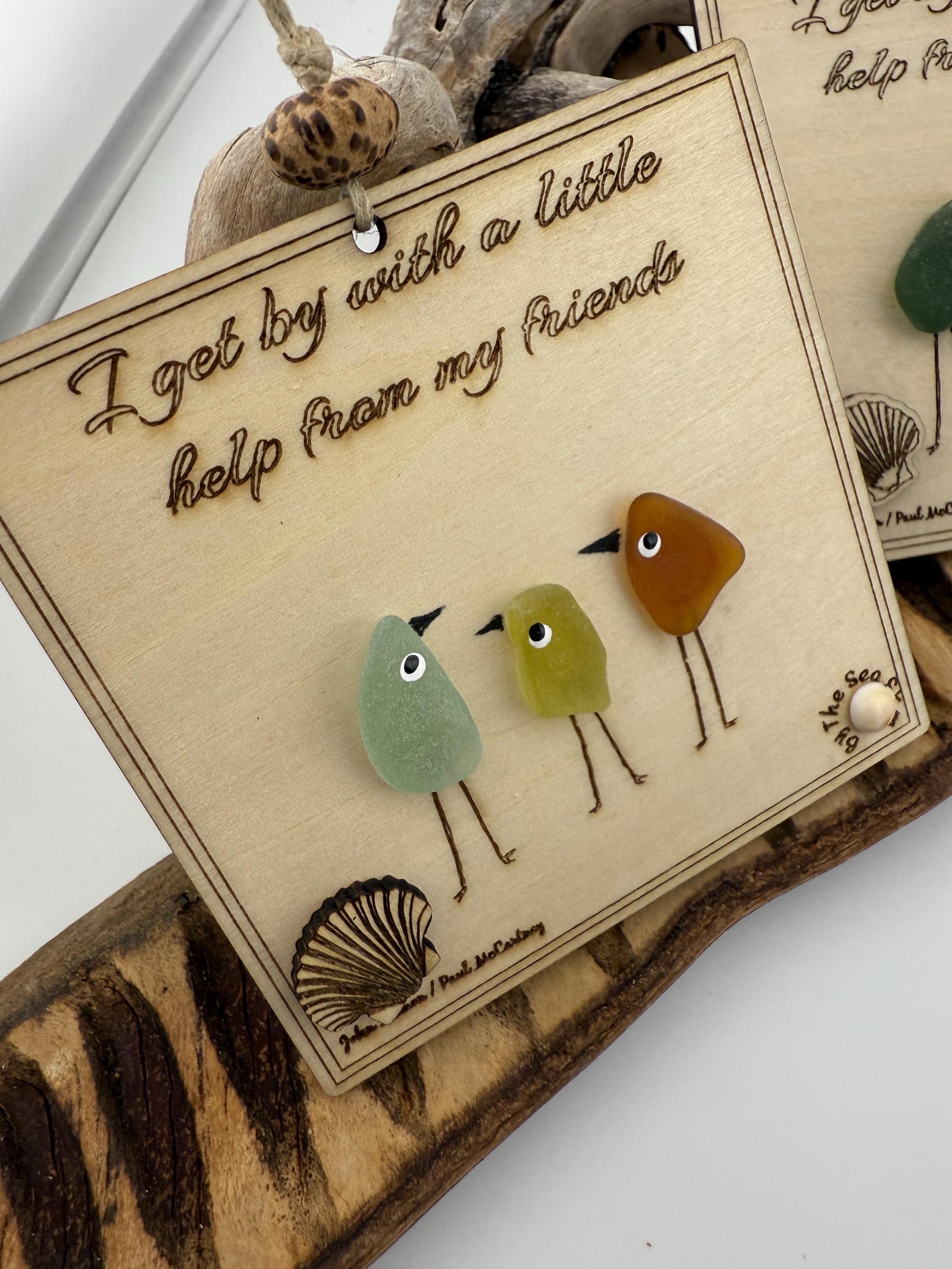 Personalized Sea Glass Bird Ornament – Engraved Friendship (Christmas) Gift